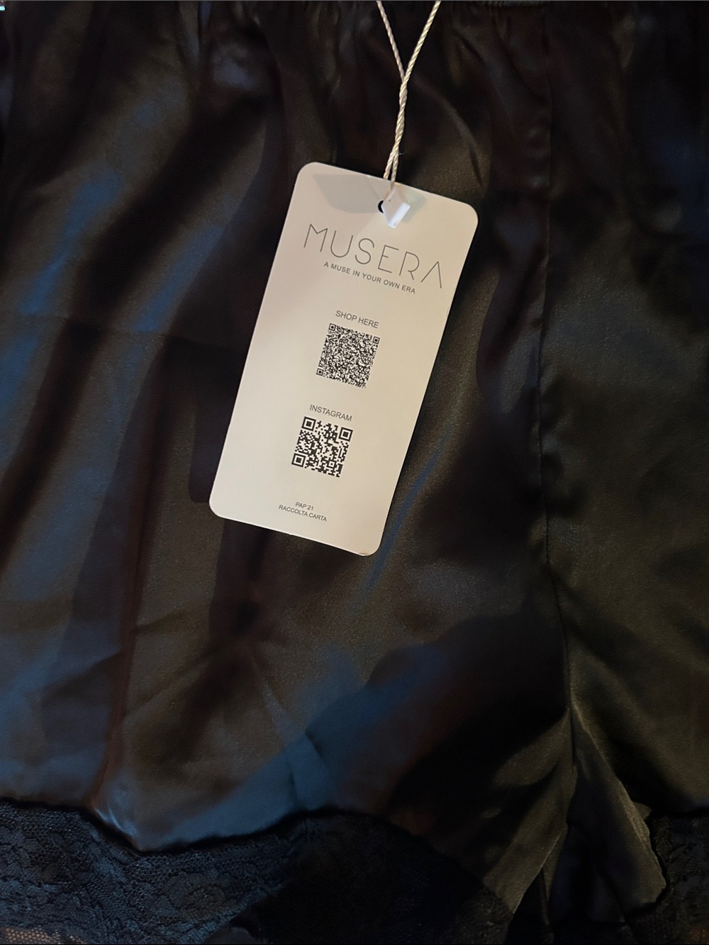 Musera Black Satin Lace Trim Shorts. Small. - Picture 2 of 5